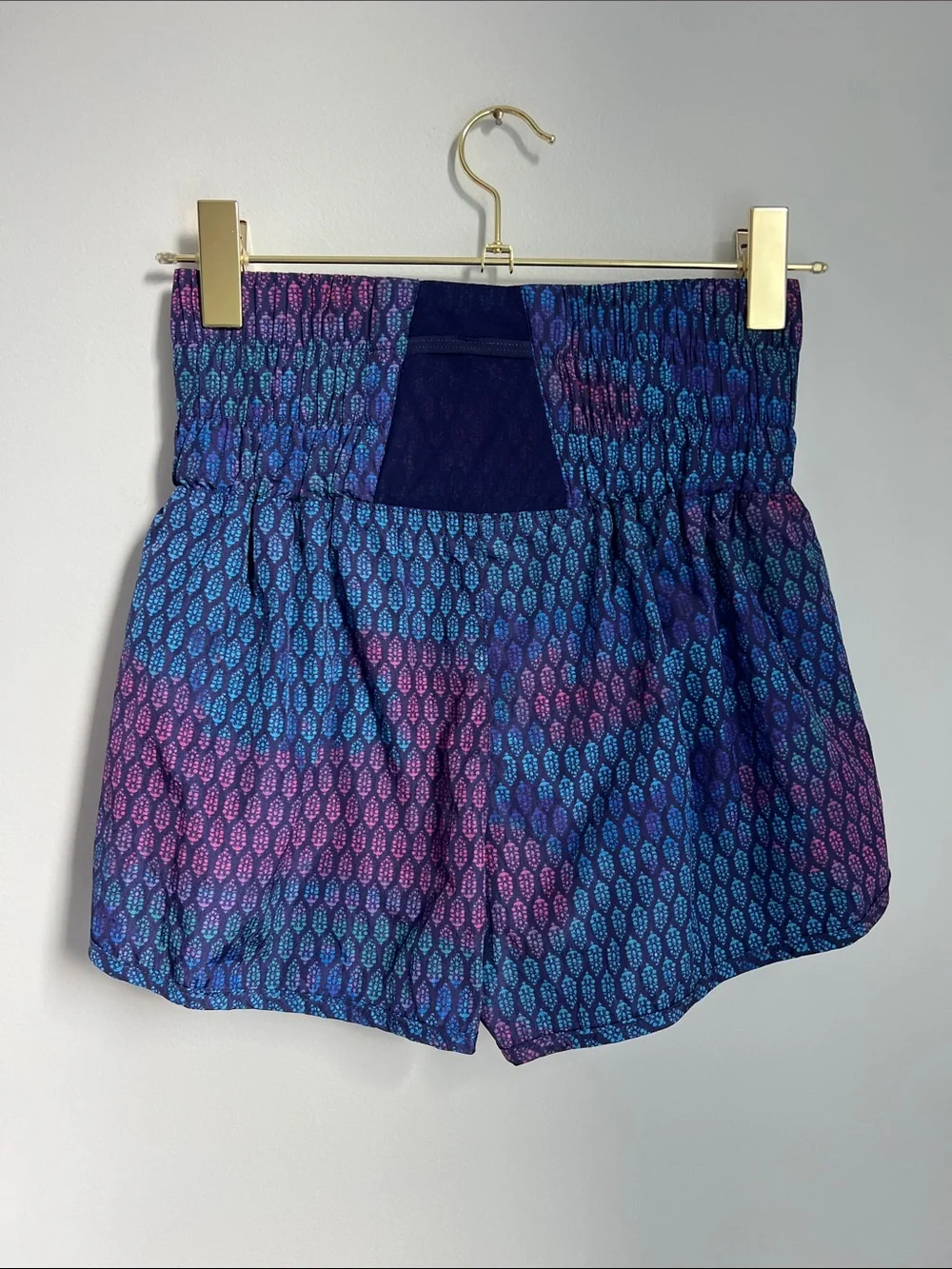 FP Movement by Free People | High-Waist Patterned Shorts in Blue & Purple Size S